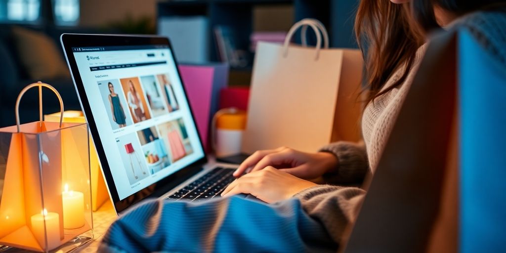 شخصی در حال خرید آنلاین با لپ‌تاپ
