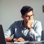 فردی در حال تفکر درباره درآمد سایت