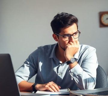 فردی در حال تفکر درباره درآمد سایت