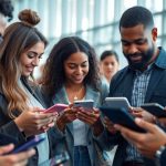 مردم در حال ارتباط با دستگاه‌های مختلف