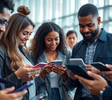 مردم در حال ارتباط با دستگاه‌های مختلف